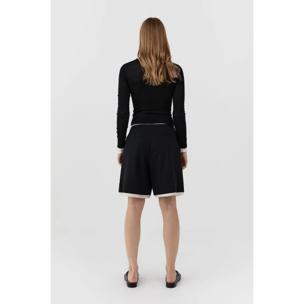 St. Agni Layered Bermuda Shorts in Black, view 5