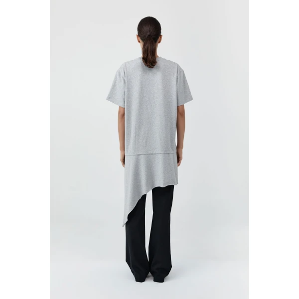 St. Agni Layered Tee Mini Dress in Light Grey Marle, view 5