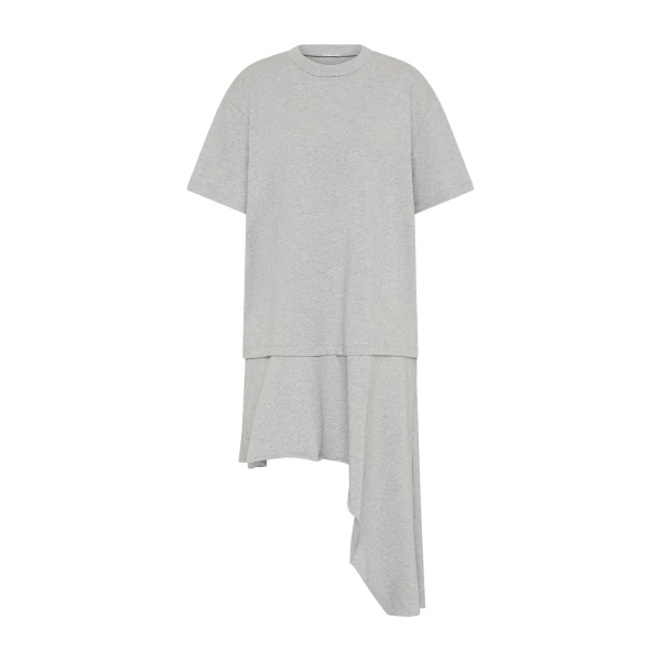 Layered Tee Mini Dress in Light Grey Marle