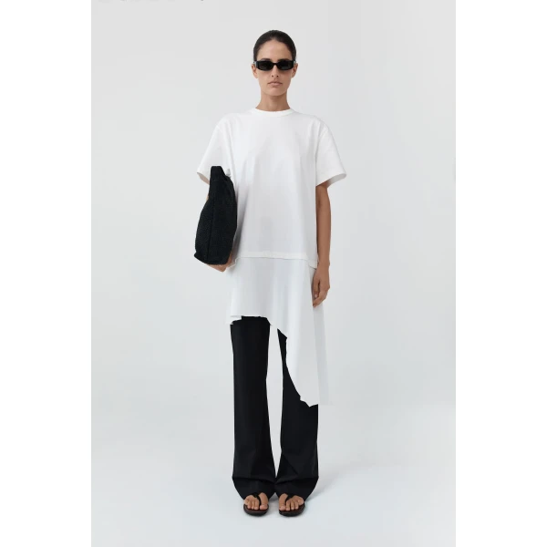 St. Agni Layered Tee Mini Dress in Off White, view 2