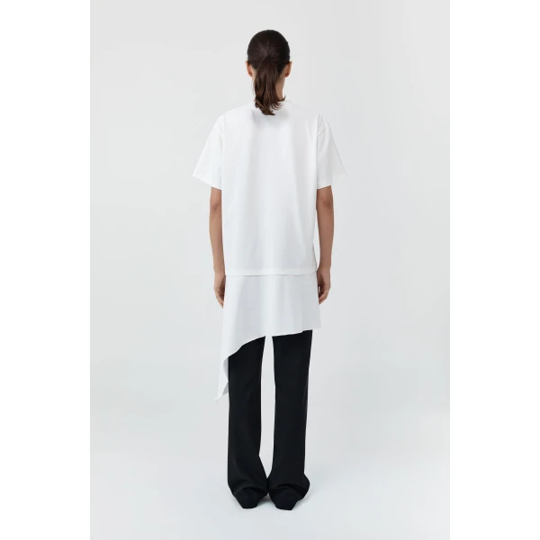 St. Agni Layered Tee Mini Dress in Off White, view 5