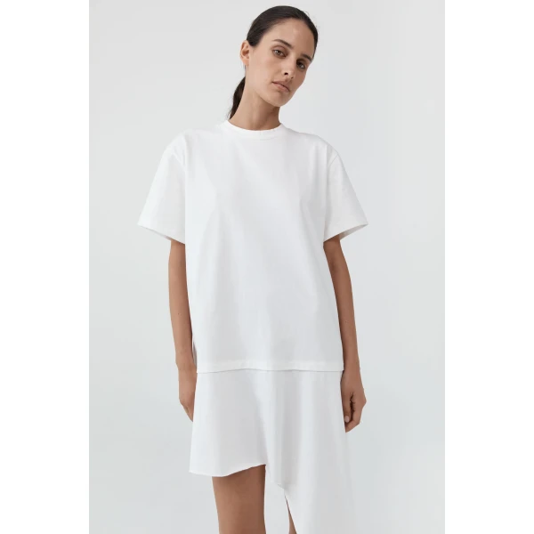 St. Agni Layered Tee Mini Dress in Off White, view 6