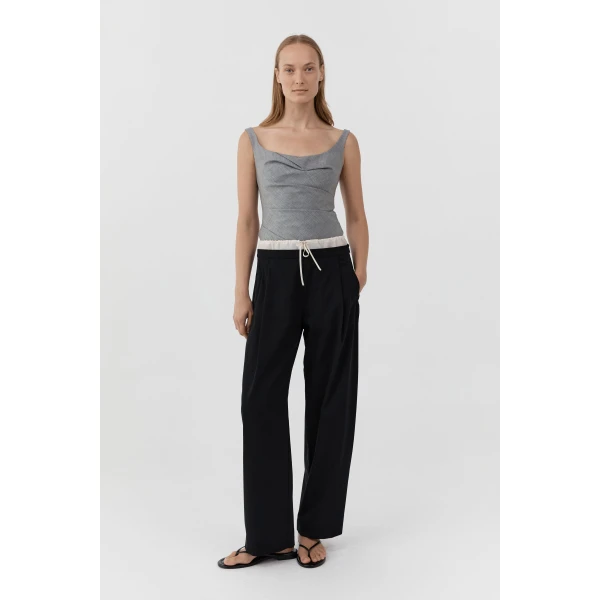 St. Agni Layered Waist Balloon Pants in Black, view 2
