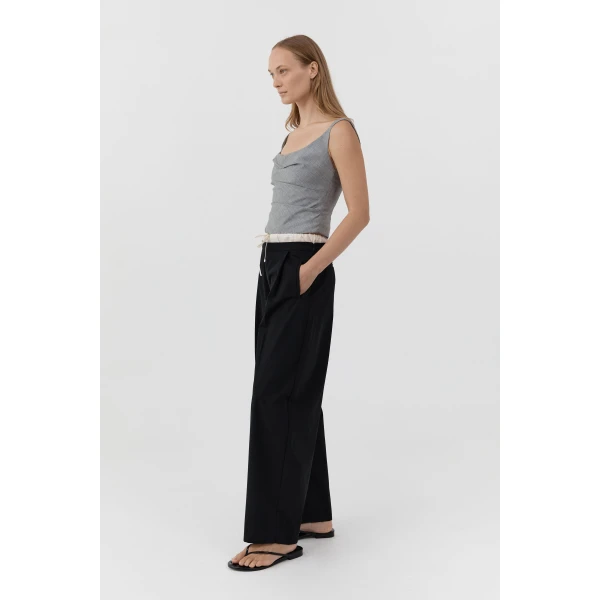 St. Agni Layered Waist Balloon Pants in Black, view 4