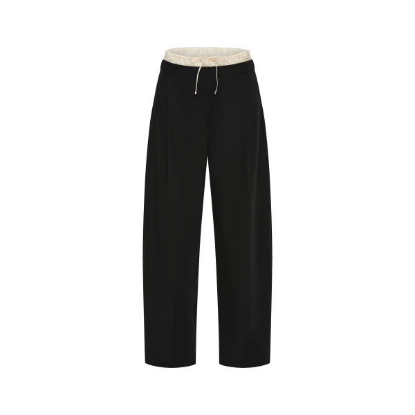 St. Agni Layered Waist Balloon Pants in Black