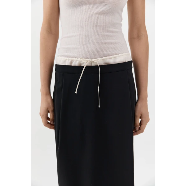 St. Agni Layered Waist Column Skirt in Black, view 3
