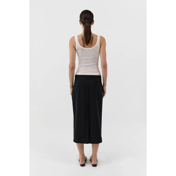 St. Agni Layered Waist Column Skirt in Black, view 5