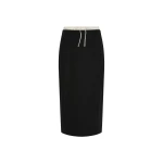 St. Agni Layered Waist Column Skirt in Black