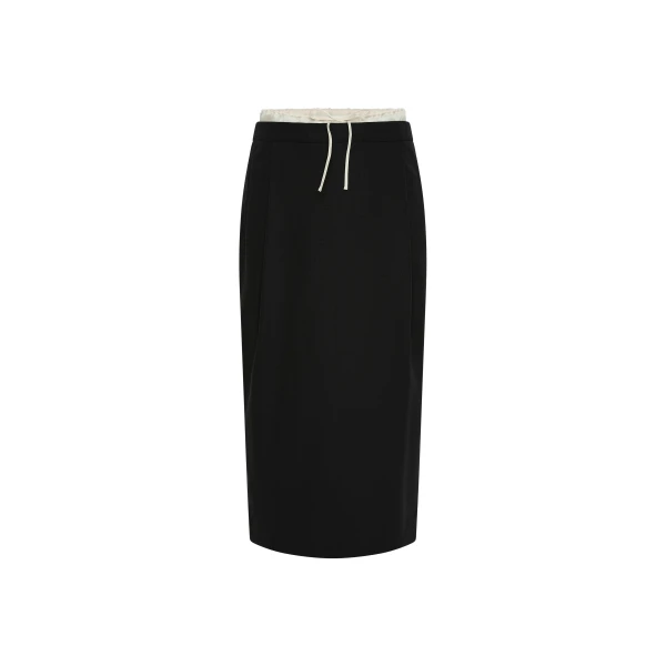 St. Agni Layered Waist Column Skirt in Black