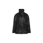 St. Agni Leather Cinch Jacket in Black
