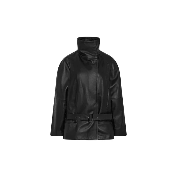 Leather Cinch Jacket in Black