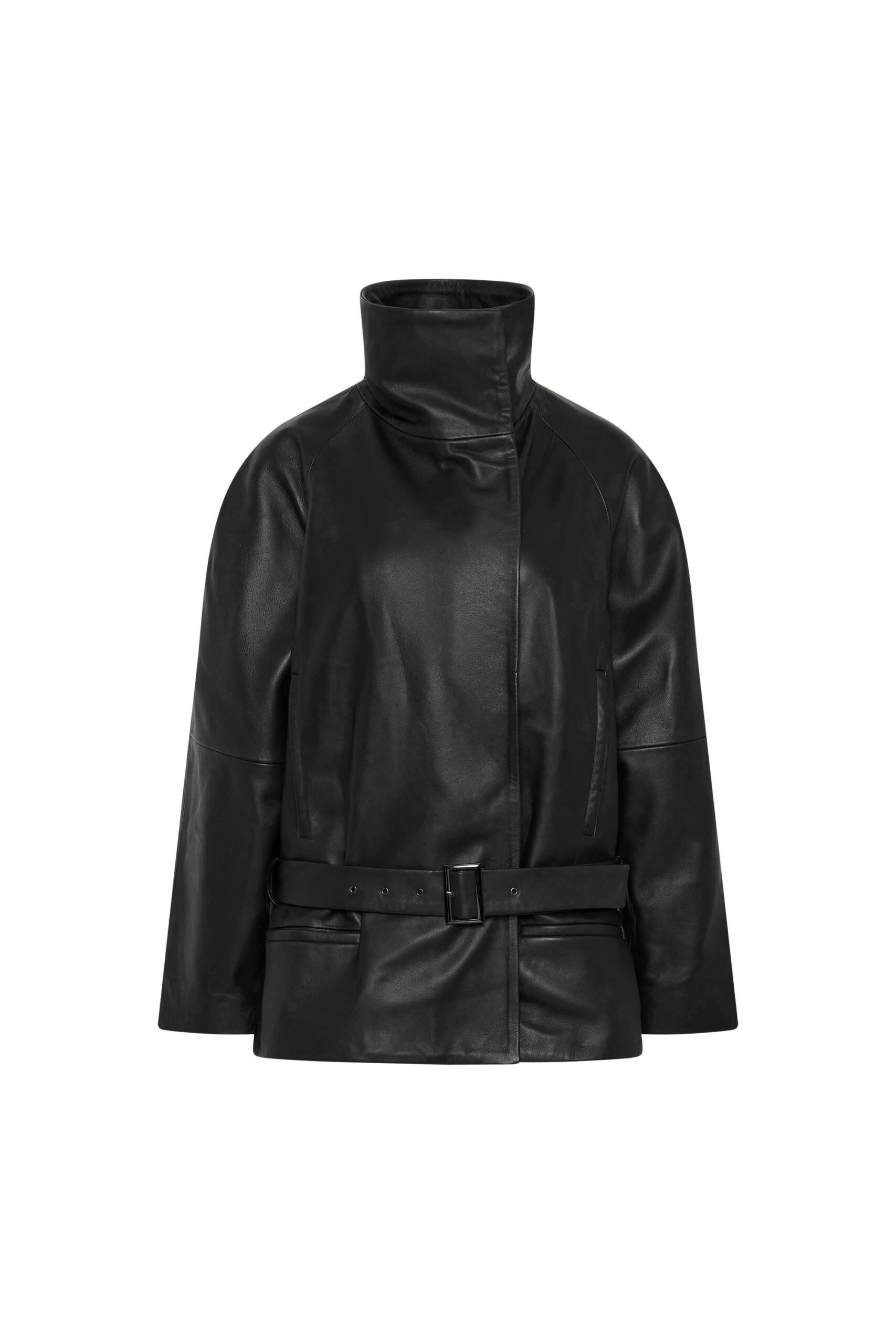 St. Agni Leather Cinch Jacket in Black | Jackets | Coveti St. Agni Leather Cinch Jacket in Black