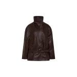 St. Agni Leather Cinch Jacket in Chocolate
