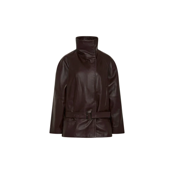 Leather Cinch Jacket in Chocolate