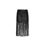 St. Agni Leather Fringe Skirt in Black