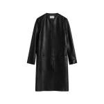 St. Agni Leather Minimal Coat in Black