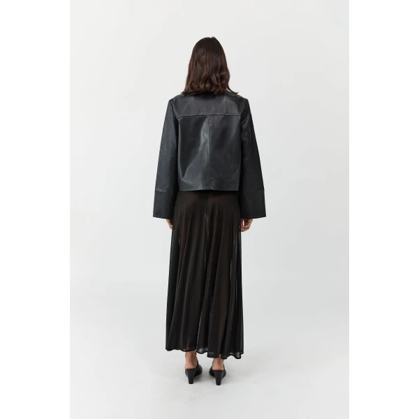 St. Agni Leather Minimal Jacket in Black, view 5