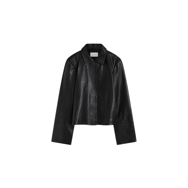 St. Agni Leather Minimal Jacket in Black