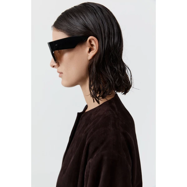 St. Agni Linea Oversized Sunglasses in Black and Brown, view 6