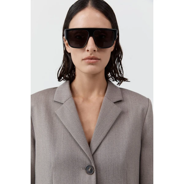 St. Agni Linea Oversized Sunglasses in Black and Grey, view 2