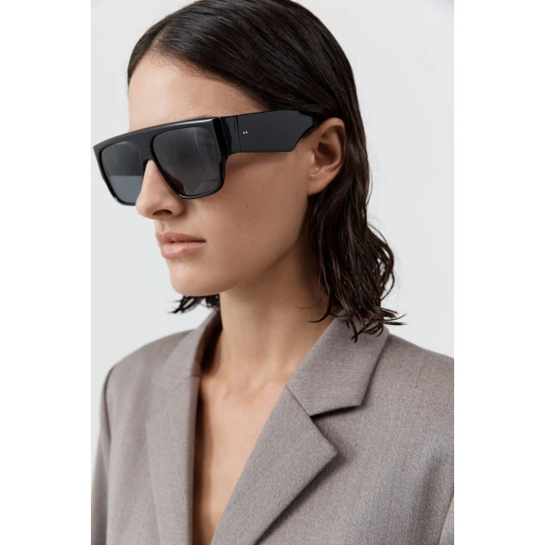 St. Agni Linea Oversized Sunglasses in Black and Grey, view 3