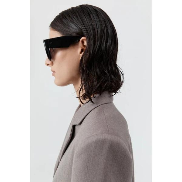 St. Agni Linea Oversized Sunglasses in Black and Grey, view 6