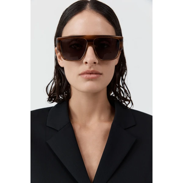 St. Agni Linea Oversized Sunglasses in Tortoiseshell and Grey, view 2