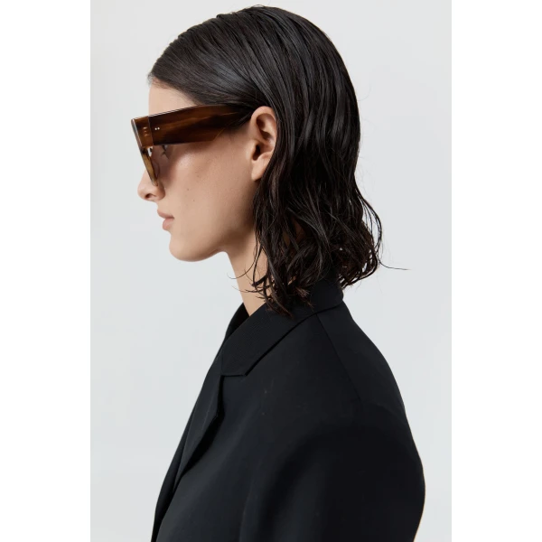St. Agni Linea Oversized Sunglasses in Tortoiseshell and Grey, view 4