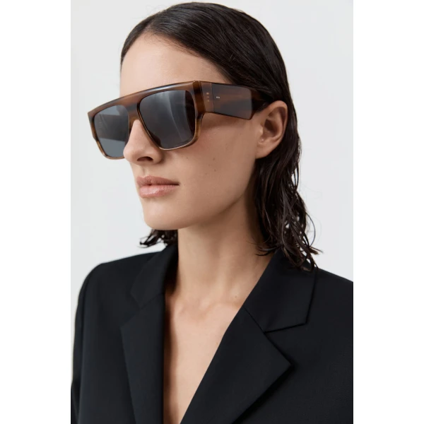 St. Agni Linea Oversized Sunglasses in Tortoiseshell and Grey, view 6