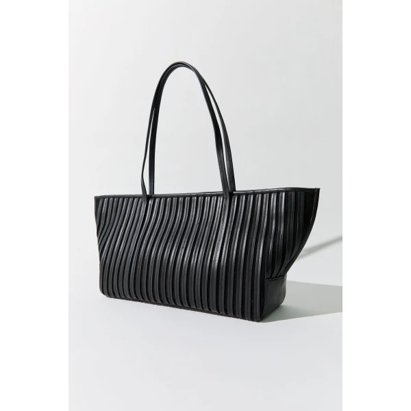 St. Agni Linea Stitch Bateau Tote in Black, view 2