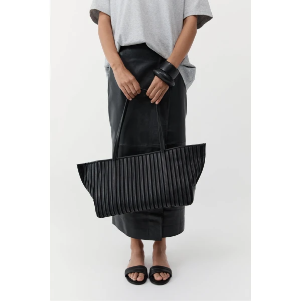 St. Agni Linea Stitch Bateau Tote in Black, view 3