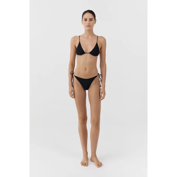 St. Agni Longline Triangle Bikini Top in Black, view 2