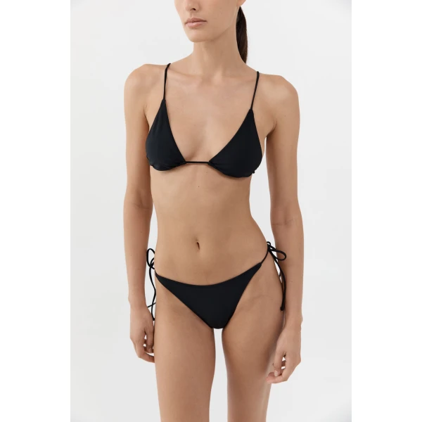 St. Agni Longline Triangle Bikini Top in Black, view 3