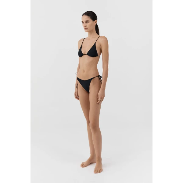St. Agni Longline Triangle Bikini Top in Black, view 4