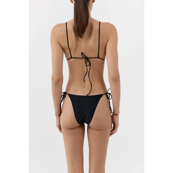St. Agni Longline Triangle Bikini Top in Black, view 6