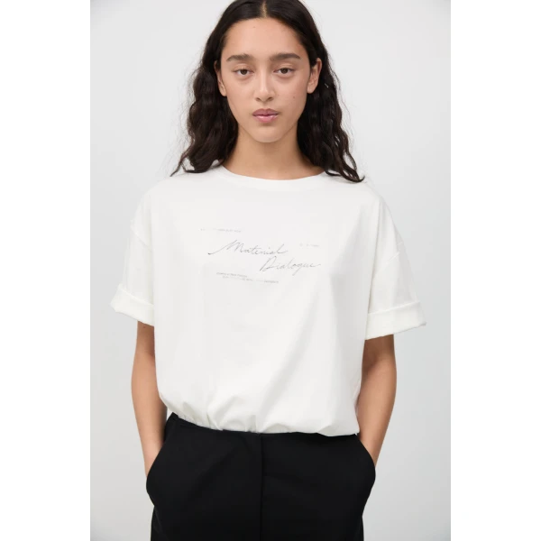 St. Agni Material Dialogue Tee in White, view 2