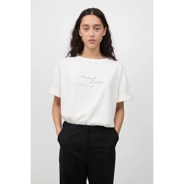 St. Agni Material Dialogue Tee in White, view 3
