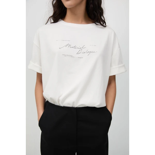 St. Agni Material Dialogue Tee in White, view 5