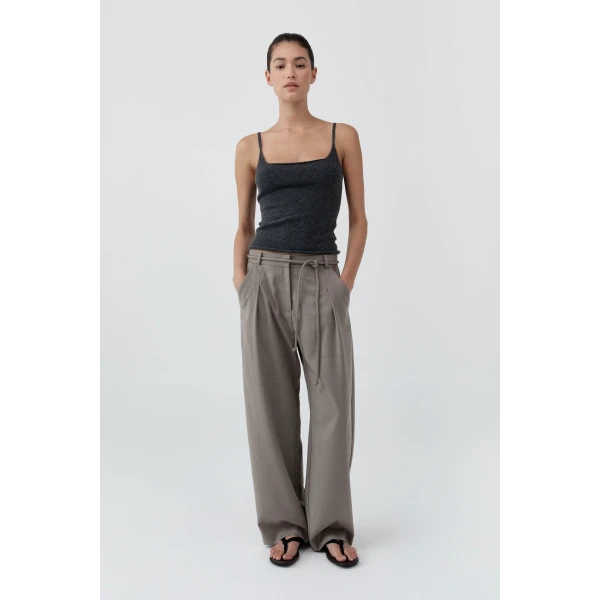 St. Agni Merino Wool Slim Tank in Charcoal Melange, view 2