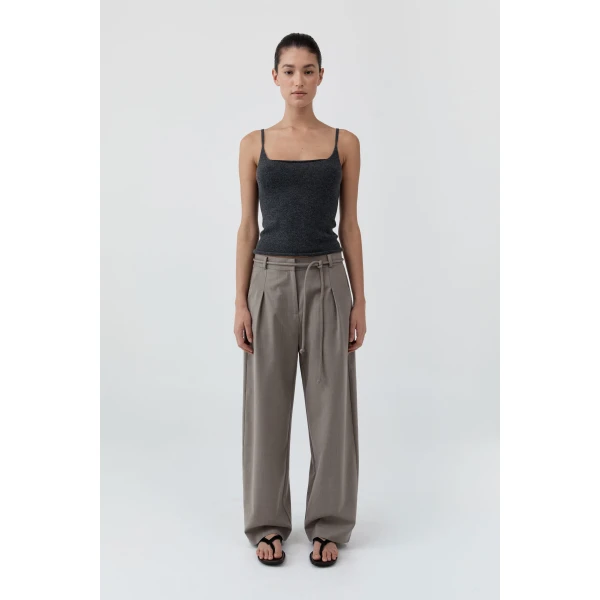 St. Agni Merino Wool Slim Tank in Charcoal Melange, view 4