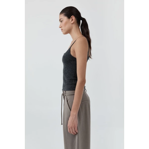 St. Agni Merino Wool Slim Tank in Charcoal Melange, view 5