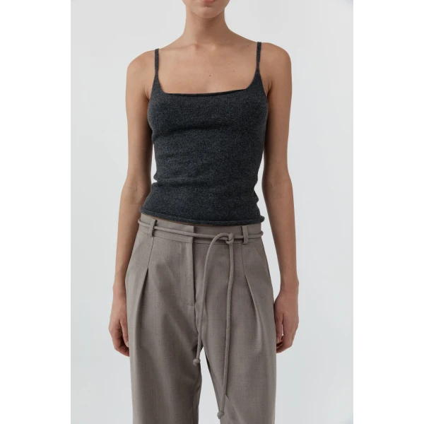 St. Agni Merino Wool Slim Tank in Charcoal Melange, view 6