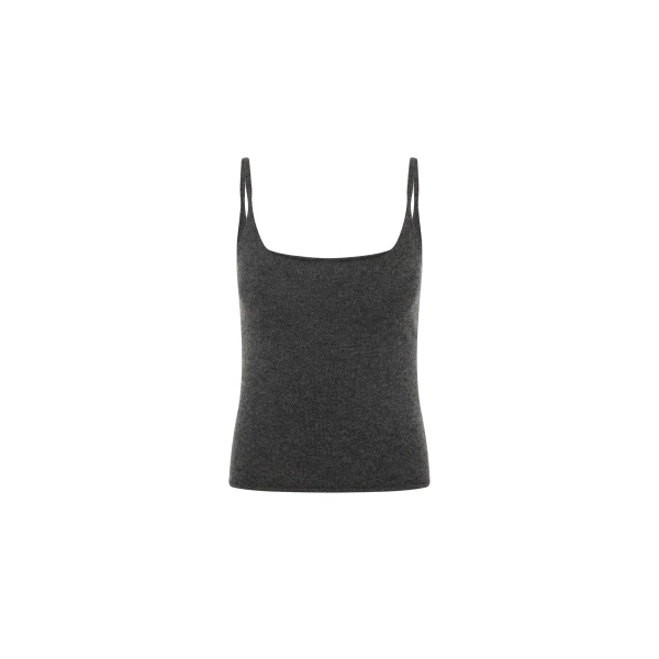 St. Agni Merino Wool Slim Tank in Charcoal Melange