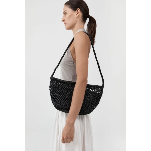 St. Agni Mesh Crescent Bag in Black, view 3