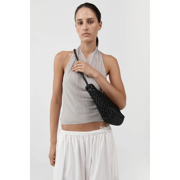 St. Agni Mesh Crescent Bag in Black, view 4