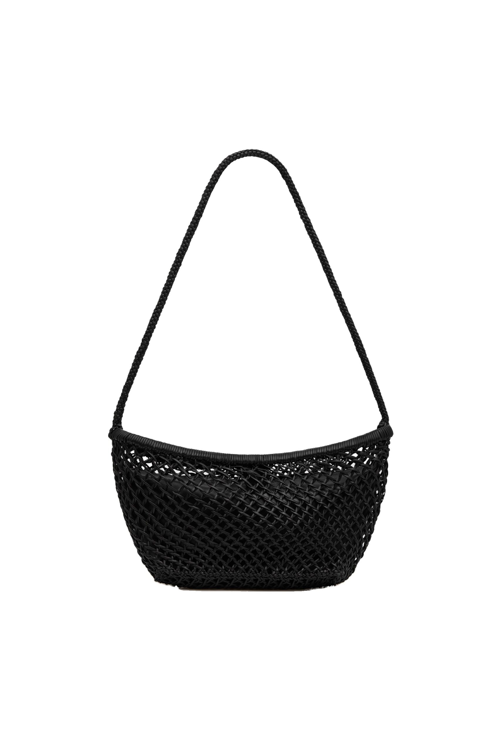 St. Agni Mesh Crescent Bag in Black | Shoulder Bags | Coveti St. Agni Mesh Crescent Bag in Black