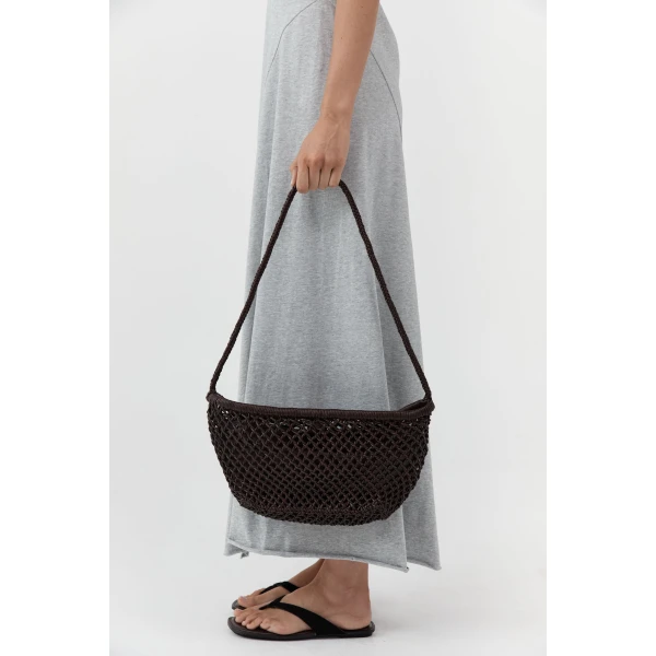 St. Agni Mesh Crescent Bag in Coffee, view 3