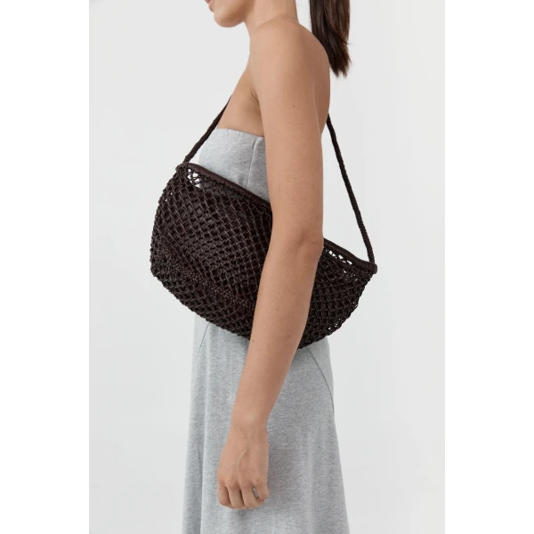 St. Agni Mesh Crescent Bag in Coffee, view 4