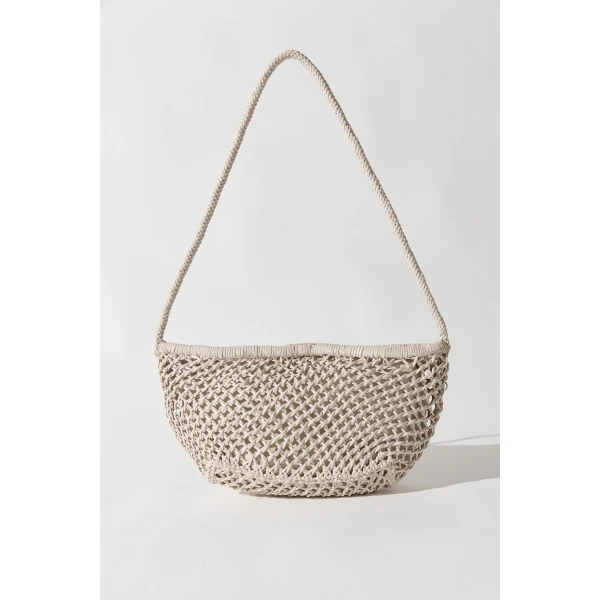 St. Agni Mesh Crescent Bag in Ecru, view 2