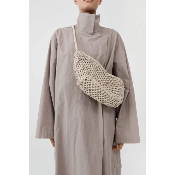 St. Agni Mesh Crescent Bag in Ecru, view 3